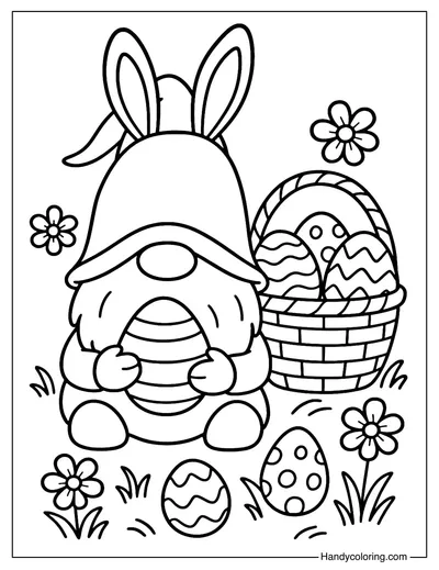 Easter Egg Gnome Coloring Page