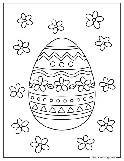 Easter Egg with Flowers for Kids