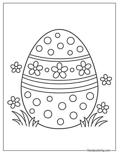 Easter Egg with Polka Dots and Flowers