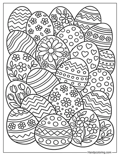 Easter Eggs Pattern Coloring Page