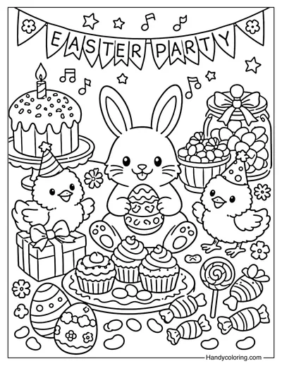 Easter Party Coloring Sheet