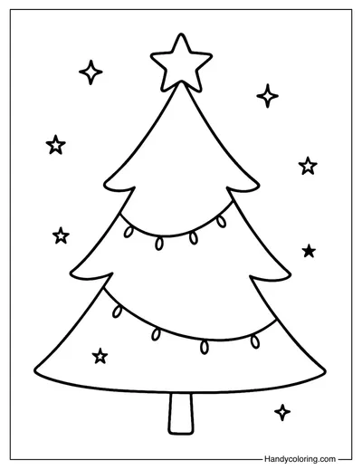 Easy Christmas Tree Coloring Page