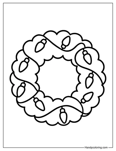 Easy Christmas Wreath Coloring Page