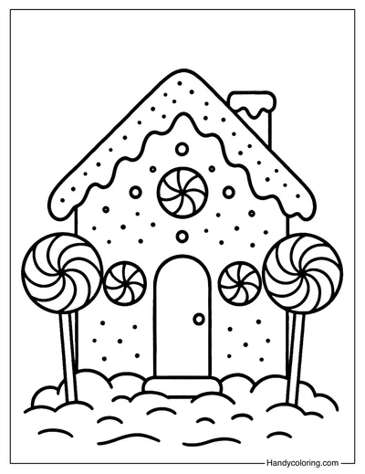 Easy Gingerbread House Coloring Page