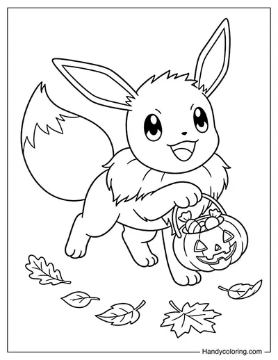Eevee Carrying a Pumpkin Basket