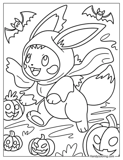 Eevee Ghost Costume Coloring Page
