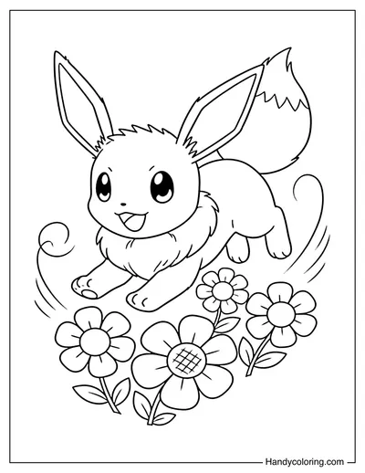 Eevee Running Through Flowers