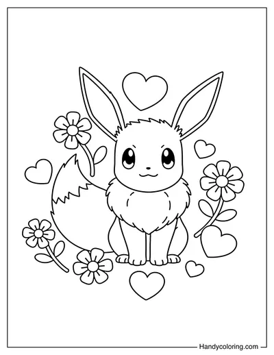 Eevee Sitting with Fluffy Tail