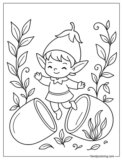 Eggplant Elf Capsule Coloring Page