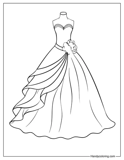 Elegant Prom Dress Coloring Page