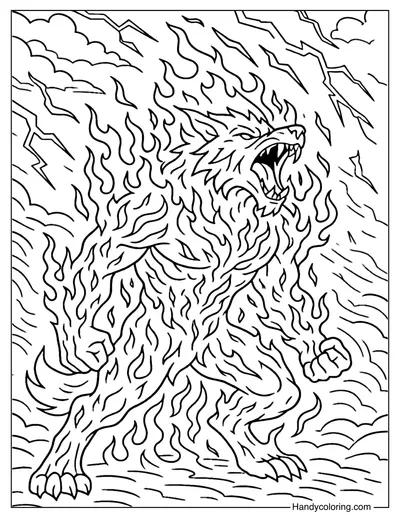 Elemental Werewolf Coloring Page