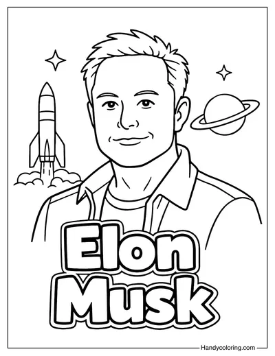 Elon Musk Coloring Page for Kids