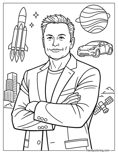 Elon Musk Coloring Page Printable