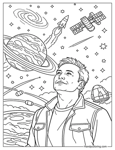 Elon Musk Coloring Page Space Vision