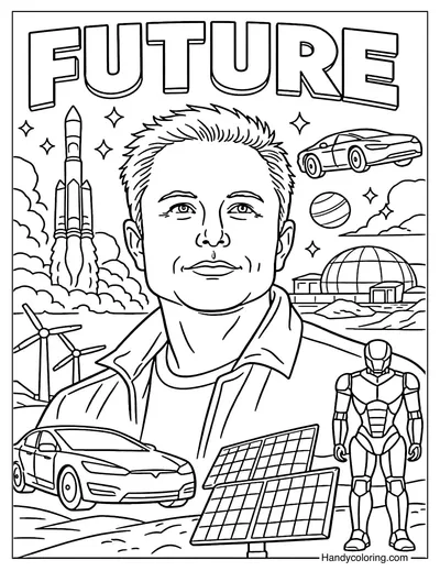 Elon Musk Future Coloring Page
