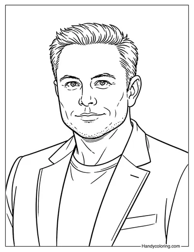 Elon Musk Portrait Coloring Page