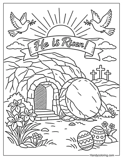 Empty Tomb Easter Coloring Sheet