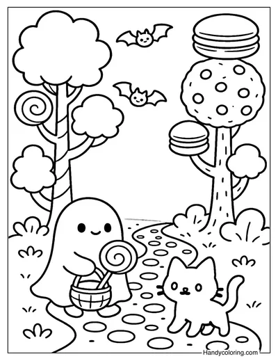 Enchanted Candy Forest Coloring Page