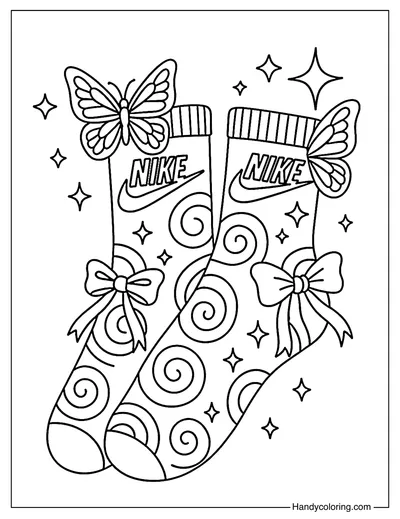 Enchanted Nike Socks Coloring Page