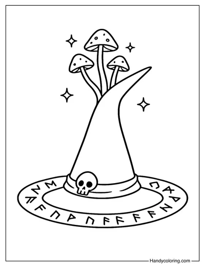 Enchanted Witch Hat Coloring Page