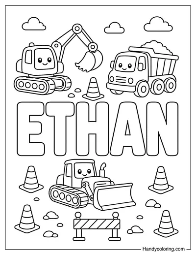 Ethan with Construction Vehicles