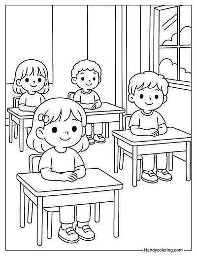 Excited Learners Coloring Page