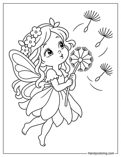 Fairy Blowing Dandelion Wishes