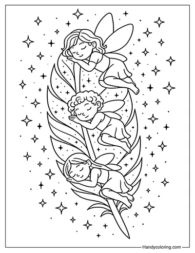 Fairy Feather Trail Coloring Page
