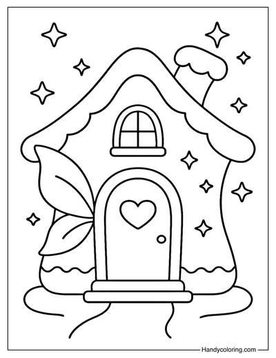 Fairy Gingerbread House Coloring Page