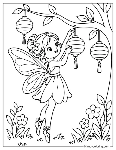 Fairy Hanging Lanterns in the Evening Garden