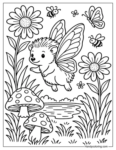 Fairy Hedgehog Coloring Page