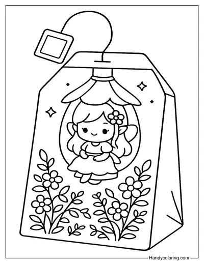 Fairy Lantern Tea Bag Coloring Page