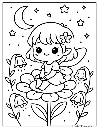 Fairy Night Garden Coloring Page
