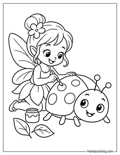 Fairy Painting Spots on a Ladybug