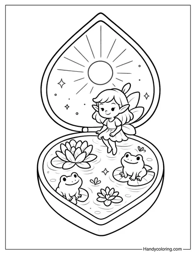 Fairy Pond Powder Compact Coloring Page