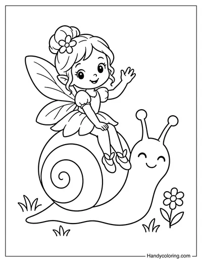 Fairy Riding on a Friendly Snail