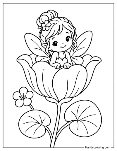 Fairy Sitting in a Teacup Flower