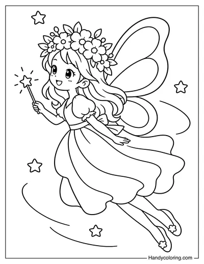 Fairy with Flower Crown and Wand