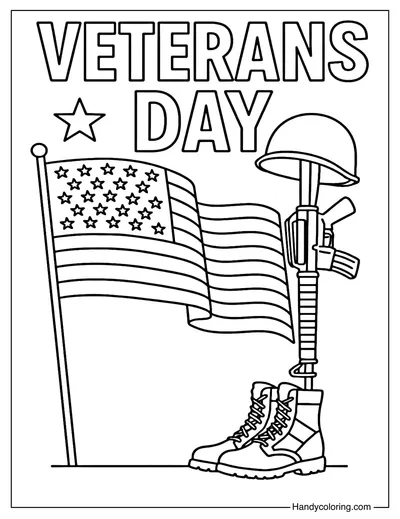 Fallen Soldier Veterans Day Coloring Page