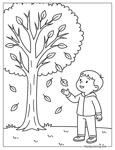 Falling Leaves Preview Coloring Page