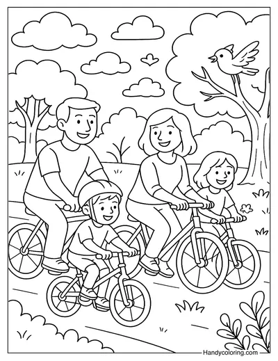 Family Bike Ride Coloring Page