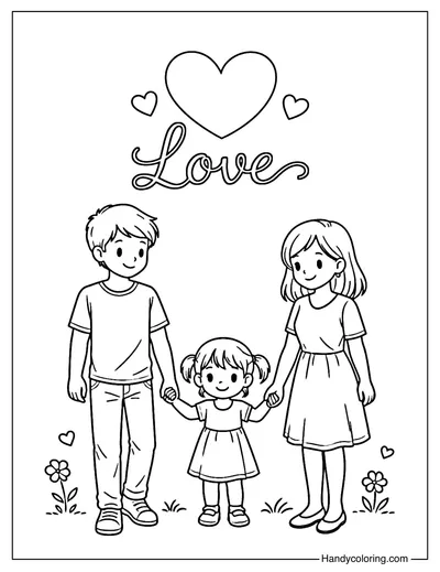 Family Love February Coloring Page