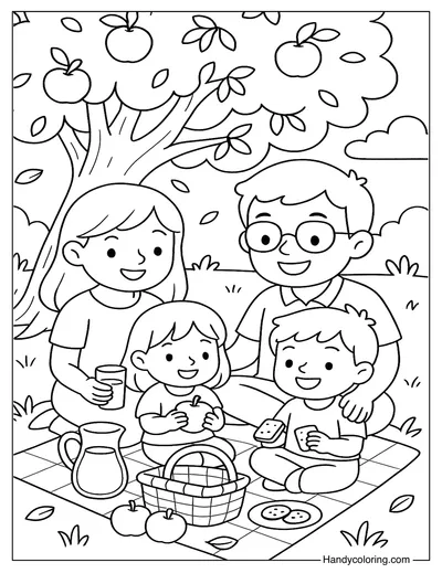 Family Picnic Coloring Page