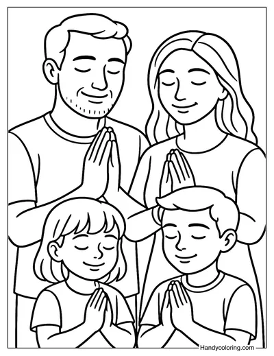 Family Praying Coloring Page