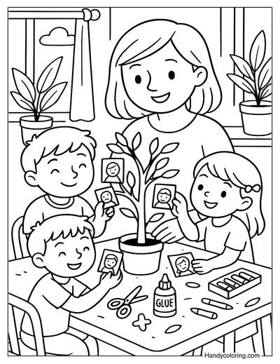 Family Tree Craft Coloring Page