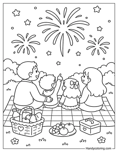 Family Watching Fireworks