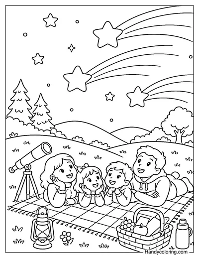 Family Watching the August Meteor Shower