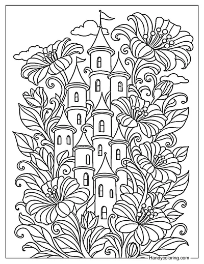 Fantasy Castle with Giant Flower