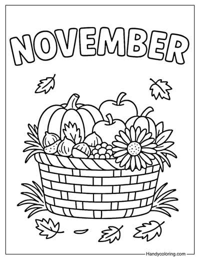 Farm Basket November Coloring Page