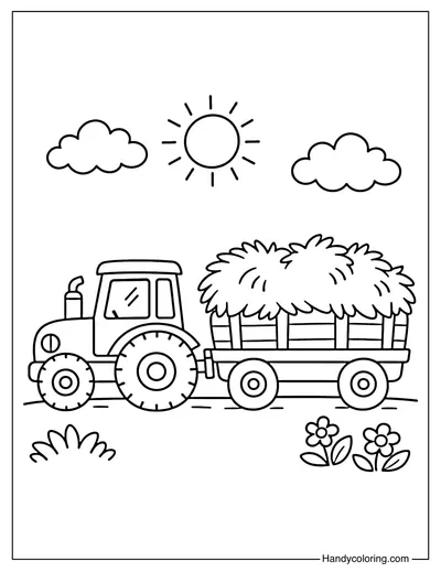 Farm Trailer Carrying Straw